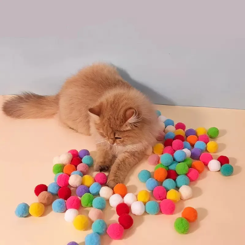Jouets de lancement interactifs pour chat, entraînement créatif pour chatons, mini pompons, jeux commandés, balle en peluche, fournitures pour animaux de compagnie, accessoires pour animaux de compagnie